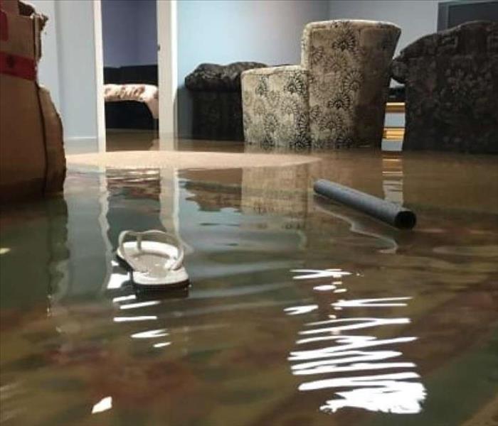 Flood water in a living room