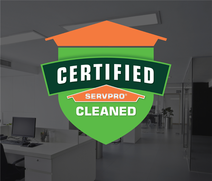 Office with a filter over it and the Certified: SERVPRO Cleaned sticker above it.